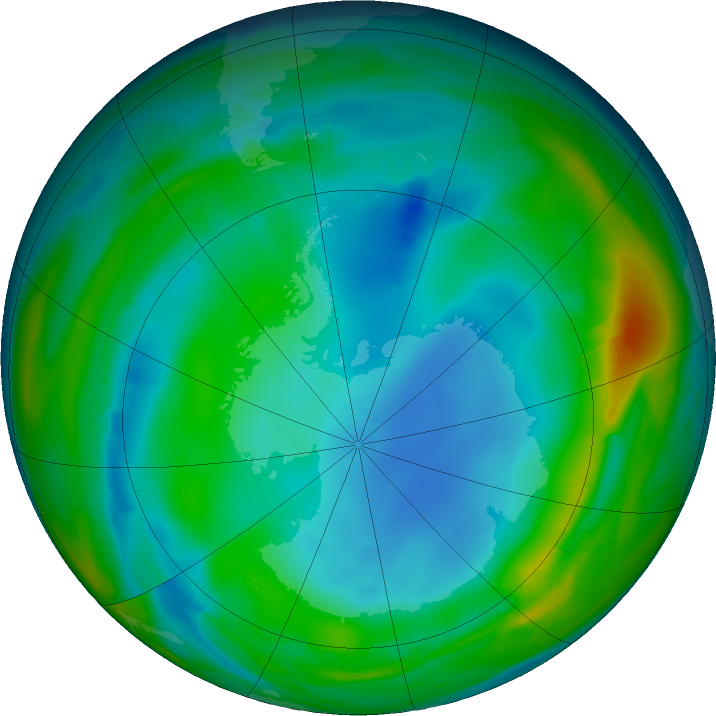 Antarctic ozone map for 28 June 2017